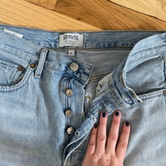 Agolde Light Blue Straight Leg Jeans - Picture 5 of 6